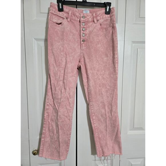 Time and tru size 8 womens pink white wash button fly jeans - Picture 1 of 10